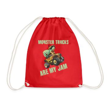 Monster Trucks Are My Jam Vintage Retro - Drawstring Bag - red - Front
