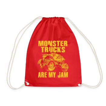 Monster Trucks Are My Jam Vintage Retro - Drawstring Bag - red - Front