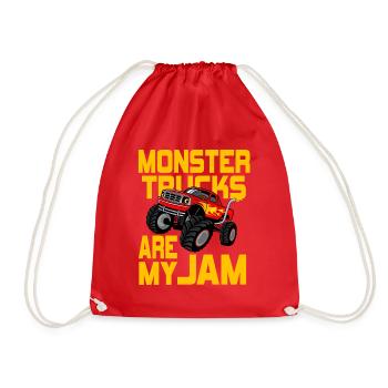 Monster Trucks Are My Jam Vintage Retro - Drawstring Bag - red - Front