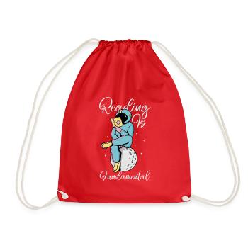 Reading Is Fundamental - Drawstring Bag - red - Front