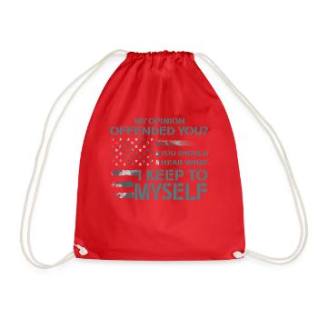My Opinion Offended You Shirt Adult Humor Novelty - Drawstring Bag - red - Front