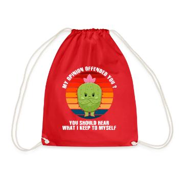 My Opinion Offended You Shirt Adult Humor Novelty - Drawstring Bag - red - Front