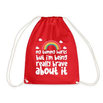 My Tummy Hurts But I'm Being Really Brave About It - Drawstring Bag - red - Front