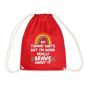My Tummy Hurts But I'm Being Really Brave About It - Drawstring Bag - red - Front