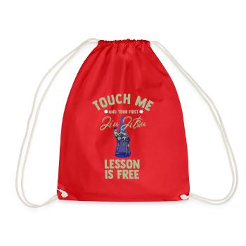 Touch Me And Your First Jiu Jitsu Lesson Is Free - Drawstring Bag - red - Front