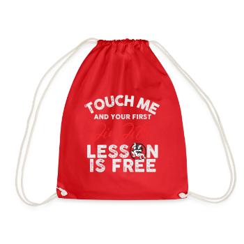 Touch Me And Your First Jiu Jitsu Lesson Is Free - Drawstring Bag - red - Front