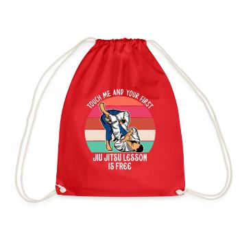 Touch Me And Your First Jiu Jitsu Lesson Is Free - Drawstring Bag - red - Front