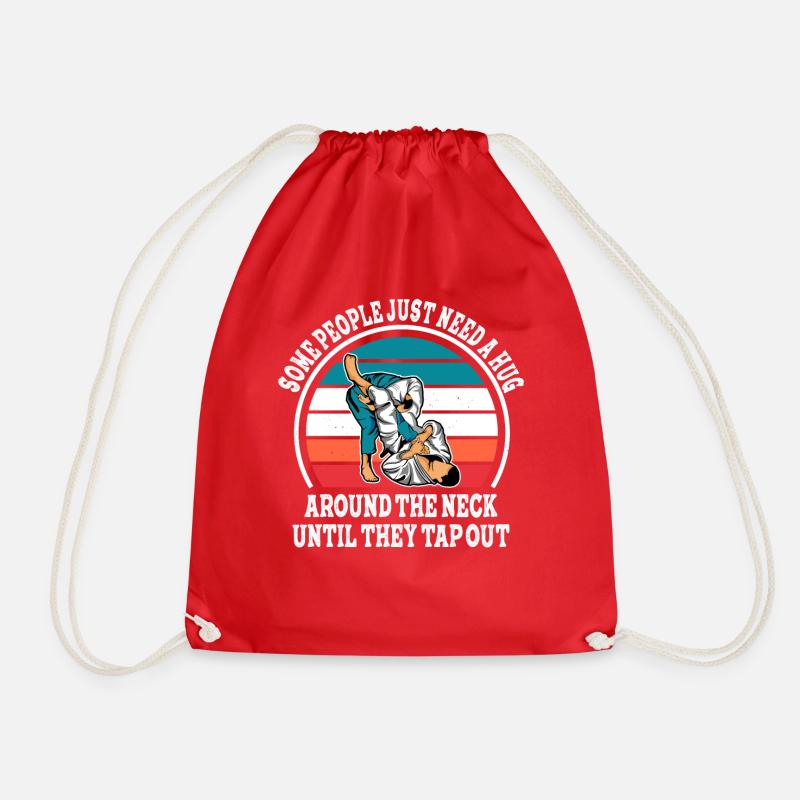 Some People Just Need A Hug Cage Fighter - Drawstring Bag - red