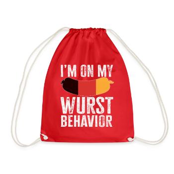 I Am On My Sausage Behavior - Drawstring Bag - red - Front