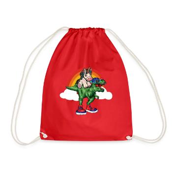 Dabbing Licorne Riding T Rex Garçons Filles Halloween - Sac de sport léger - rouge - Devant