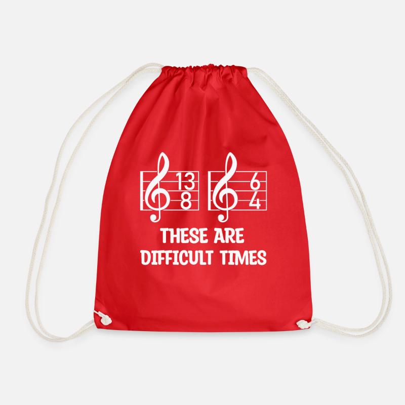 These Are Difficult Times Funny Music Pun - Drawstring Bag - red