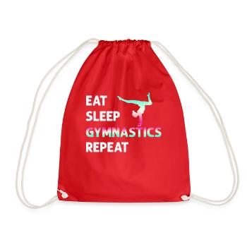 Eat Sleep Gymnastics Repeat Girl Women Funny - Drawstring Bag - red - Front