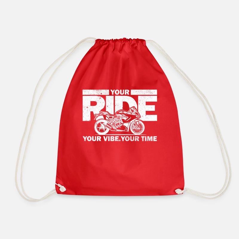 Your Ride Your Vibe Your Time Racing Machine - Drawstring Bag - red