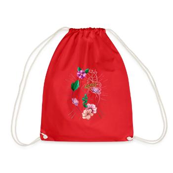 Cœur anatomique et fleurs - Sac de sport léger - rouge - Devant
