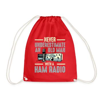 Never Underestimate An Old Man With A Ham Radio - Drawstring Bag - red - Front