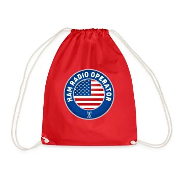 Ham Radio Operator US Flag - Drawstring Bag - red - Front
