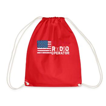 Ham Radio Operator US Flag - Drawstring Bag - red - Front