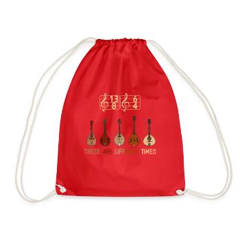 These Are Difficult Times Funny Music Pun - Drawstring Bag - red - Front