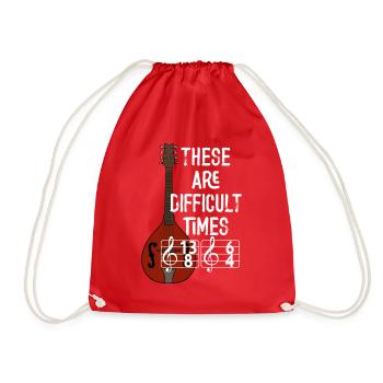 These Are Difficult Times Funny Music Pun - Drawstring Bag - red - Front