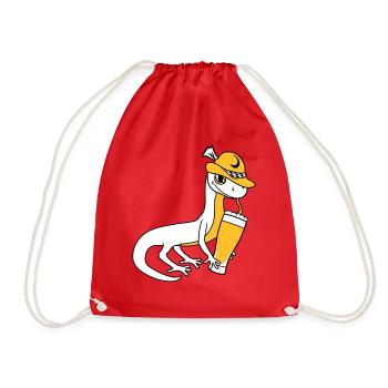 lizard beer bavaria alcohol drinking pa - Drawstring Bag - red - Front