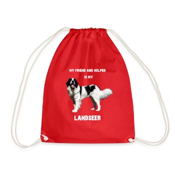 My Best Friend and Helper is my Landseer - Drawstring Bag - red - Front