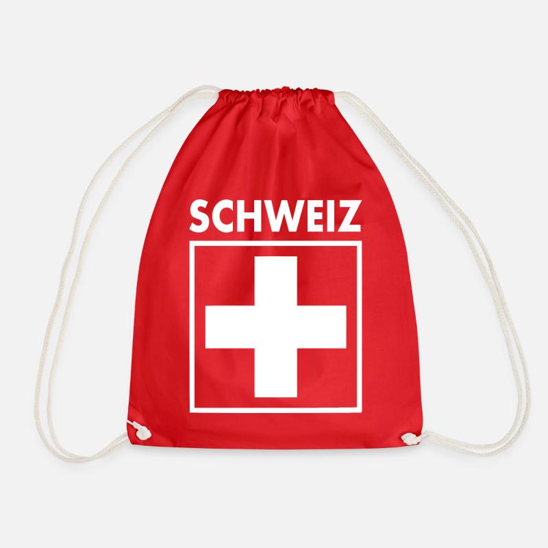 Switzerland - Drawstring Bag - red