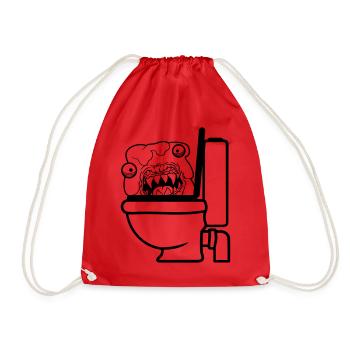 klo toilette scheisse kacke kot wc gefaehrlich baz - Turnbeutel - Rot - Vorne
