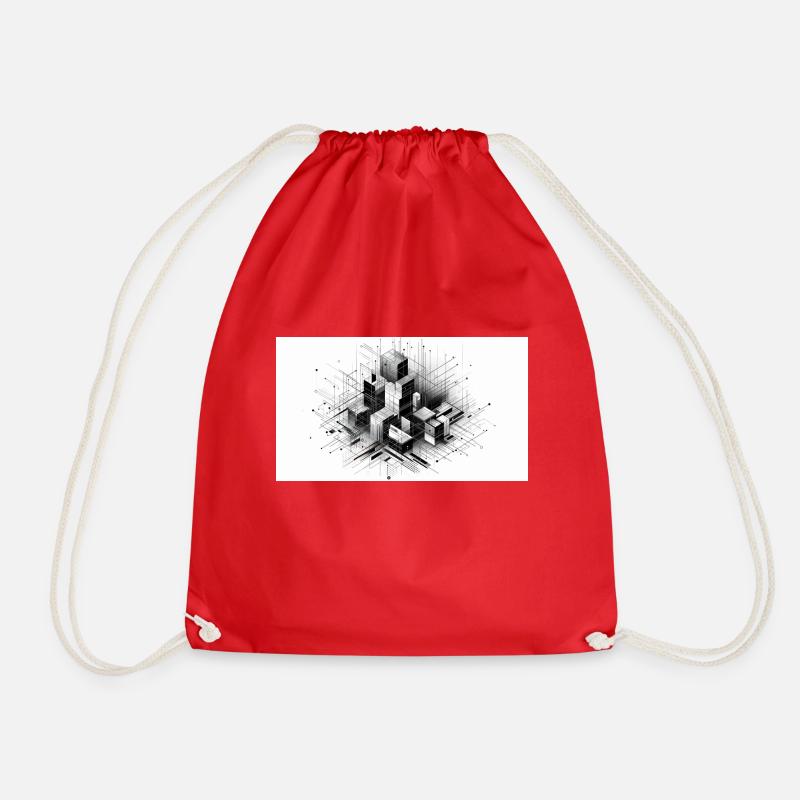 Abstract boxes - Drawstring Bag - red