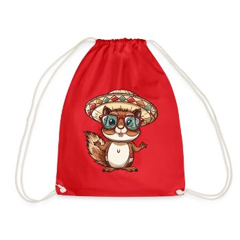 écureuil bande dessinée drôle sombrero - Sac de sport léger - rouge - Devant