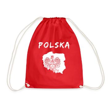 Poland Polska Flag Coat of Arms Football Fan Eagle - Drawstring Bag - red - Front