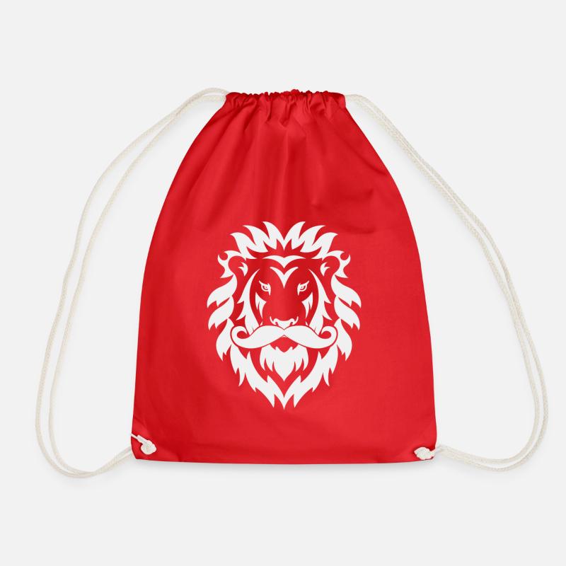 Beardy Beard Beard Lion Lion white - Drawstring Bag - red