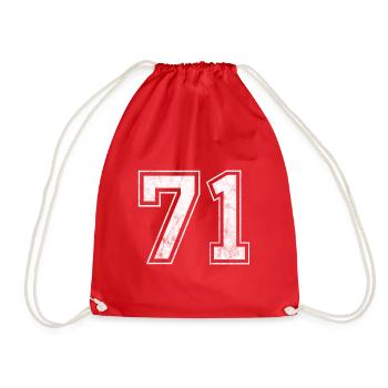 Number 71 - Drawstring Bag - red - Front