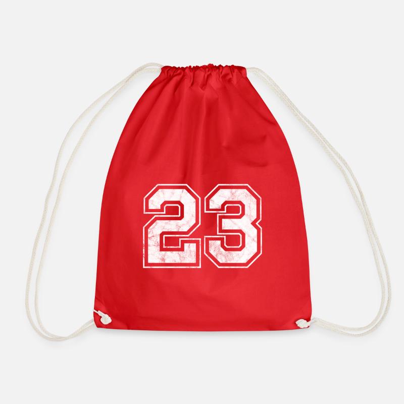 Number 23 - Drawstring Bag - red