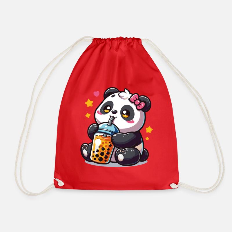 Bubble Tea süßer Panda Anime Kawaii Geschenk - Turnbeutel - Rot