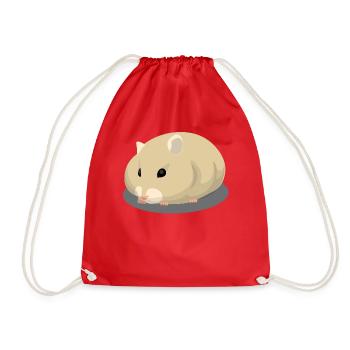 Cute light-brown hamster - Drawstring Bag - red - Front