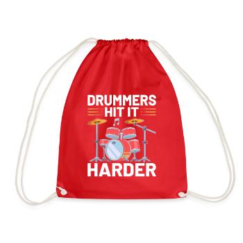 Drummers Hit It Harder Drummer Drum Drumming - Turnbeutel - Rot - Vorne