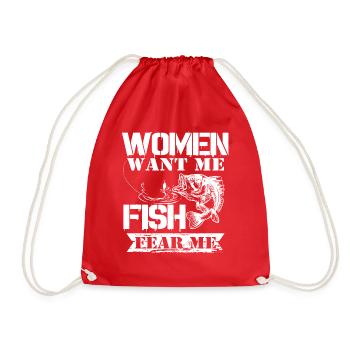 Angel outfit Fisch Lustig Fish Mann Fischer Frau - Turnbeutel - Rot - Vorne