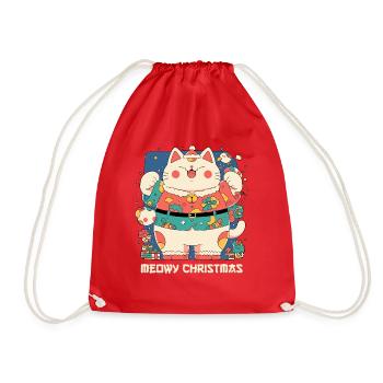 Miauige Weihnachten Die Katze Festliche Weihnachten - Turnbeutel - Rot - Vorne
