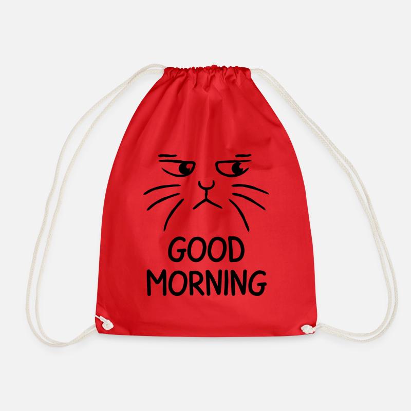 Good Morning cat grumpy katze - Turnbeutel - Rot