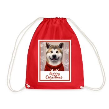 Charmant chien Akita dans un pull de Noël. - Sac de sport léger - rouge - Devant