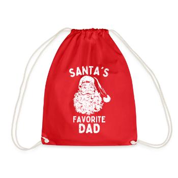 Christmas Papa Santa's favorite dad - Drawstring Bag - red - Front