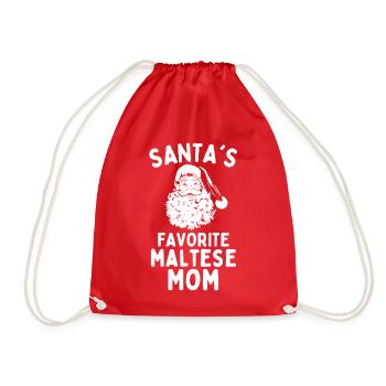 Christmas Maltese mom Santa's Favorite Malteser - Drawstring Bag - red - Front