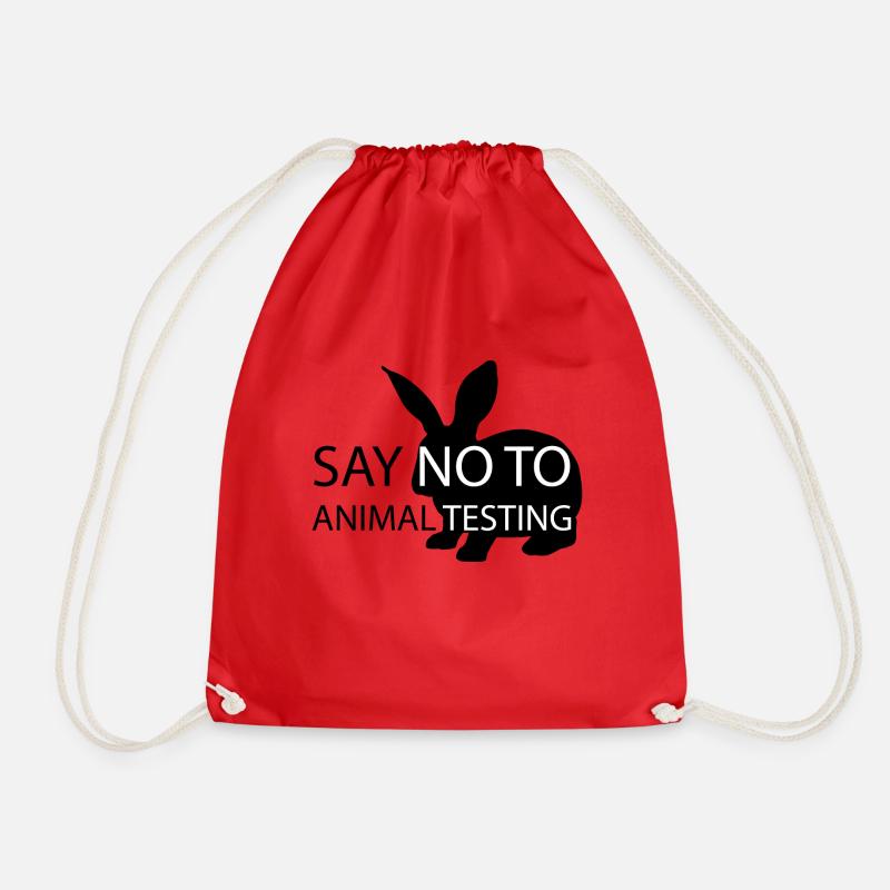 Say no to animal testing - Nein zu Tierversuchen - Drawstring Bag - red