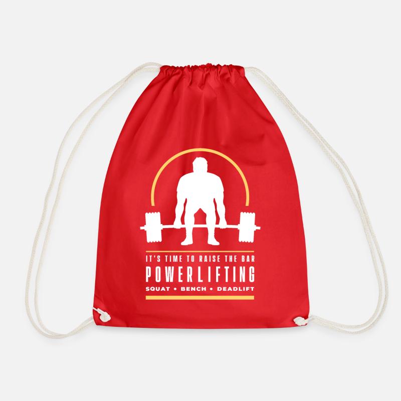 Powerlifting Deadlift | Gym | Workout | Strongman - Drawstring Bag - red