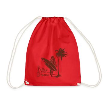 Surfing - follow your dreams style - Drawstring Bag - red - Front