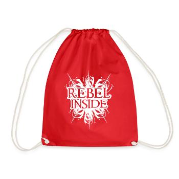Rebel Inside Dirty Negative Calligraphy Pattern - Drawstring Bag - red - Front