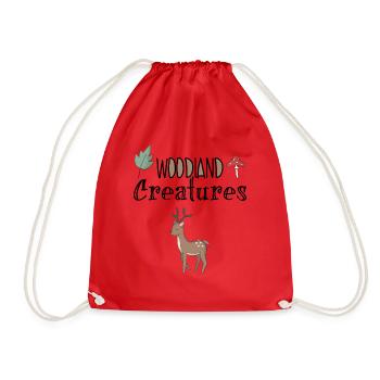 Deer forest forest dwellers nature home wood - Drawstring Bag - red - Front