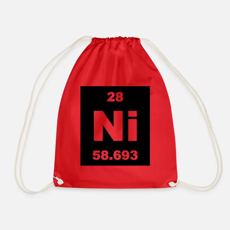 Nickel (Ni) (element 28) - Drawstring Bag - red