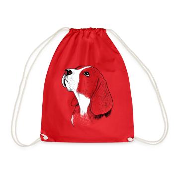 Beagle Hund - Turnbeutel - Rot - Vorne
