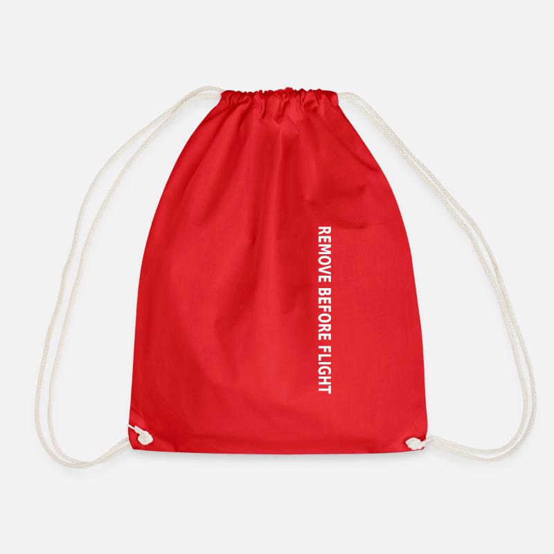Remove Before Flight - Drawstring Bag - red